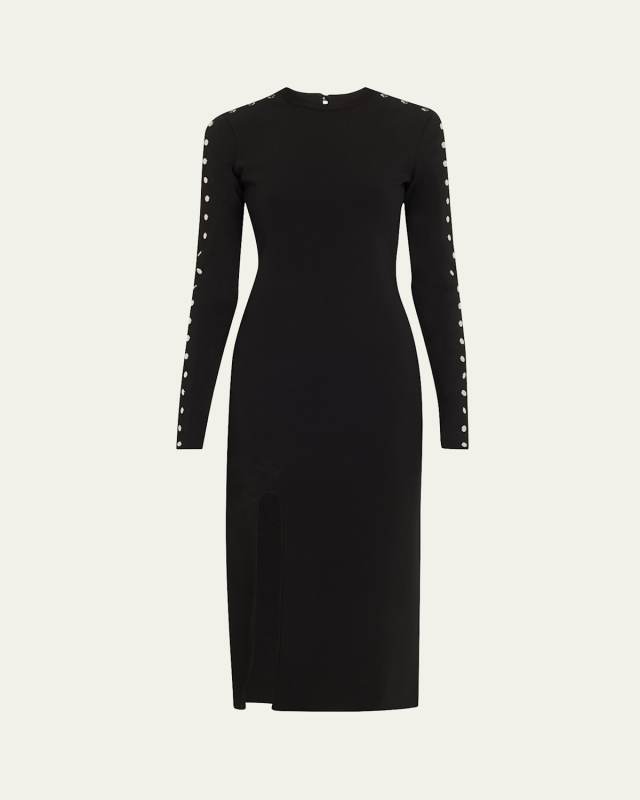 Studded Long Sleeve Midi Dress